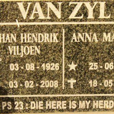 ZYL Johan Hendrik Viljoen, van 1926-2008 &amp; Anna Maria 1931-2019