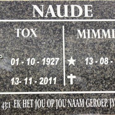 NAUDE Tox 1927-2011 &amp; Mimmie 1935-