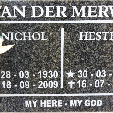 MERWE Nichol, van der 1930-2009 &amp; Hester 1928-2013