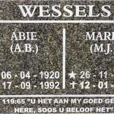 WESSELS A.B. 1920-1992 &amp; M.J. 1923-2021