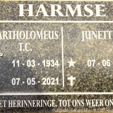 HARMSE Bartholomeus T.C. 1934-2021 &amp; Junette 1938-