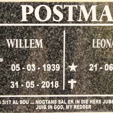 POSTMA Willem 1939-2018 &amp; Leona 1944-