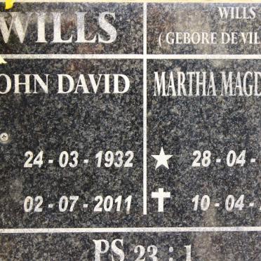 WILLS Johan David 1932-2011 &amp; Martha Magdalena DE VILLIERS 1939-2008