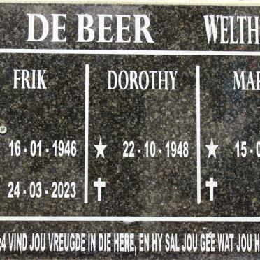 BEER Frik, de 1946-2023 &amp; Dorothy 1948- :: WELTHAGEN Mary 1951-