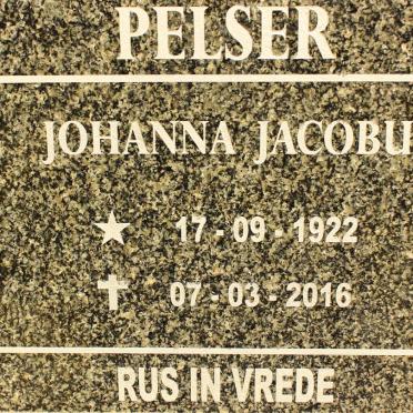 PELSER Johanna Jacobu 1922-2016
