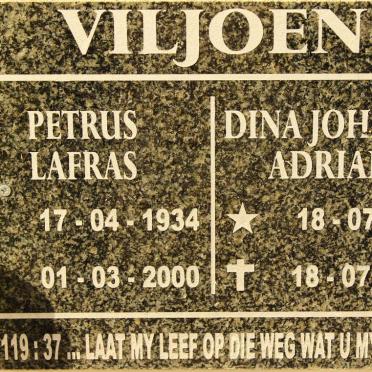 VILJOEN Petrus Lafras 1934-2000 &amp; Dina Johanna Adriana 1939-2020