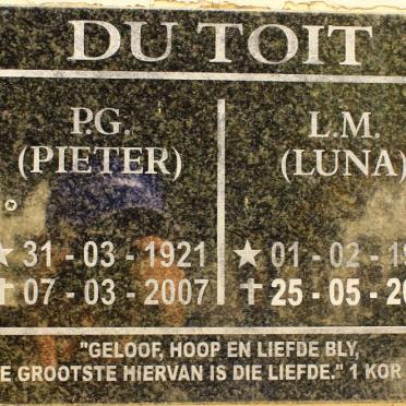 TOIT P.G., du 1921-2007 &amp; L.M. 1928-2020