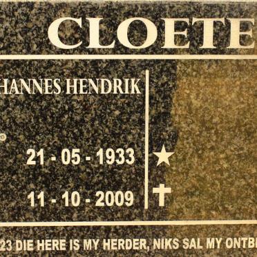 CLOETE Johannes Hendrik 1933-2009