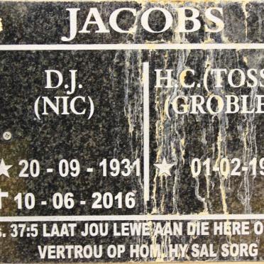 JACOBS D.J. 1931-2016 &amp;  H.C. GROBLER 1936 -