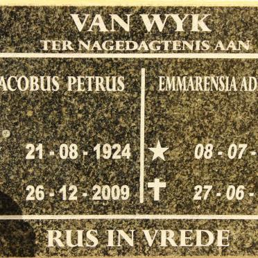 WYK Jacobus Petrus, van 1924-2009 &amp; Emmarensia Adriaana 1927-2014