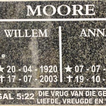 MOORE Willem 1920-2003 &amp; Anna 1925-2014
