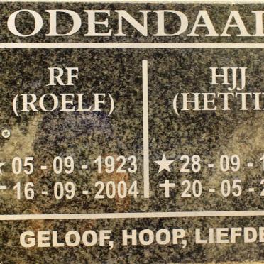 ODENDAAL R.F. 1923-2004 &amp; H.J.J. 1922-2007