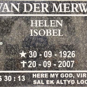 MERWE Helen Isobel, van der 1926-2007