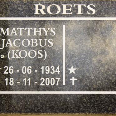 ROETS Matthys Jacobus 1934-2007