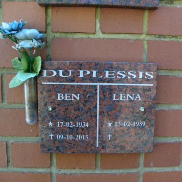 PLESSIS Ben, du 1934-2015 &amp; Lena 1939-