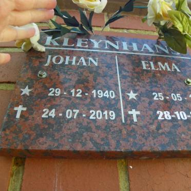 KLEYNHANS Johan 1940-2019 &amp; Elma 1957-2020