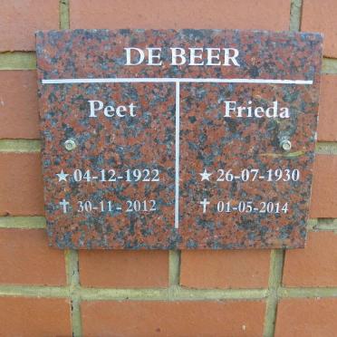 BEER Peet, de 1922-2012 &amp; Frieda 1930-2014