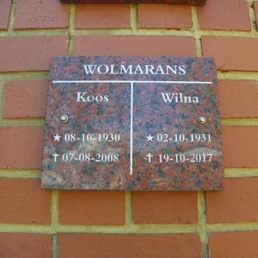 WOLMARANS Koos 1930-2008 &amp; Wilna 1931-2017