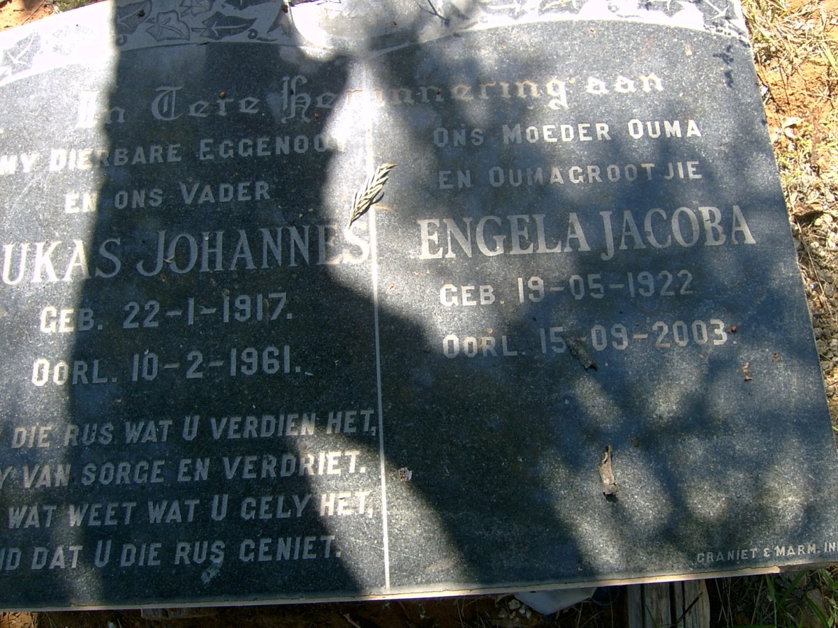 GROENEWALD Lukas Johannes 1917-1961 & Engela Jacoba 1922-2003