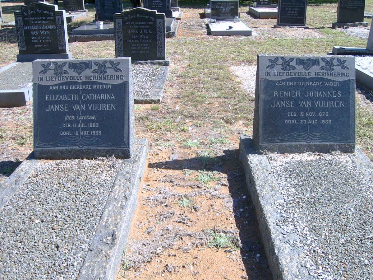 VUUREN Renier Johannes, Janse van 1879-1960 & Elizabeth Catharina nee LATEGAN 1883-1959