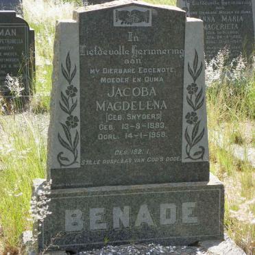 BENADE Jacoba Magdelena nee SNYDERS 1883-1958