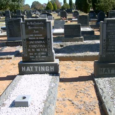 HATTINGH Christiaan Arnoldus Rudolph 1891-1957 &amp; Jacomina Chrstina M.M. MEYER 1903-1983