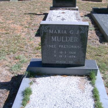 MULDER Maria G.J. nee PRETORIUS 1928-1974