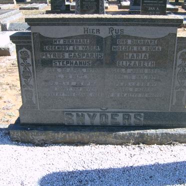 SNYDERS Petrus Casparus Stephanus 1870-1956 &amp; Maria Elizabeth 1888-1975