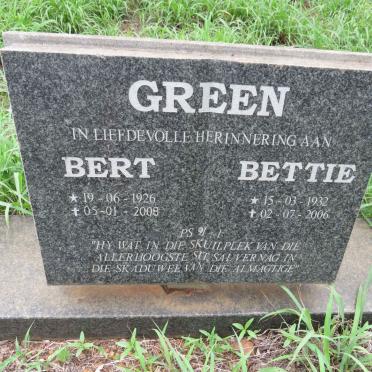 GREEN Bert 1926-2008 & Bettie 1932-2006