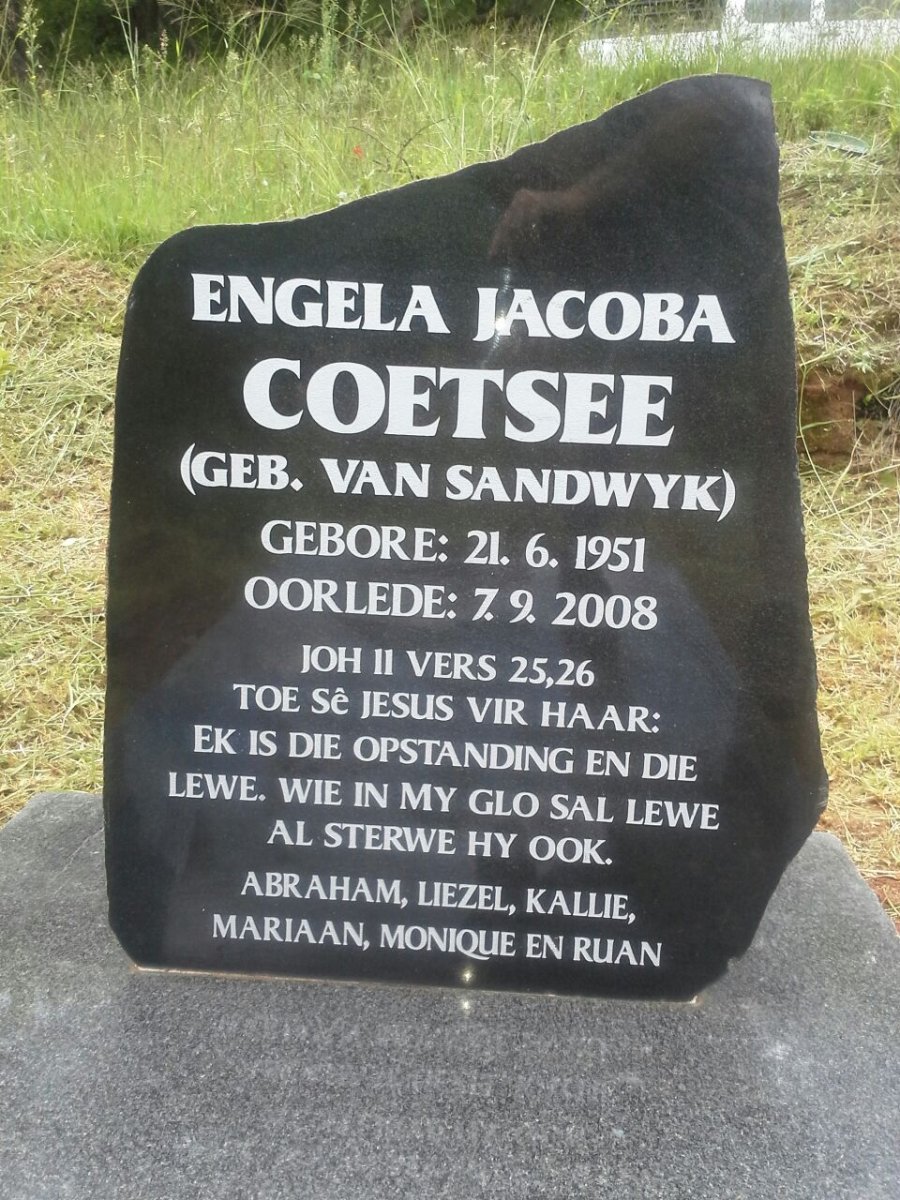 COETSEE Engela Jacoba nee VAN SANDWYK 1951-2008