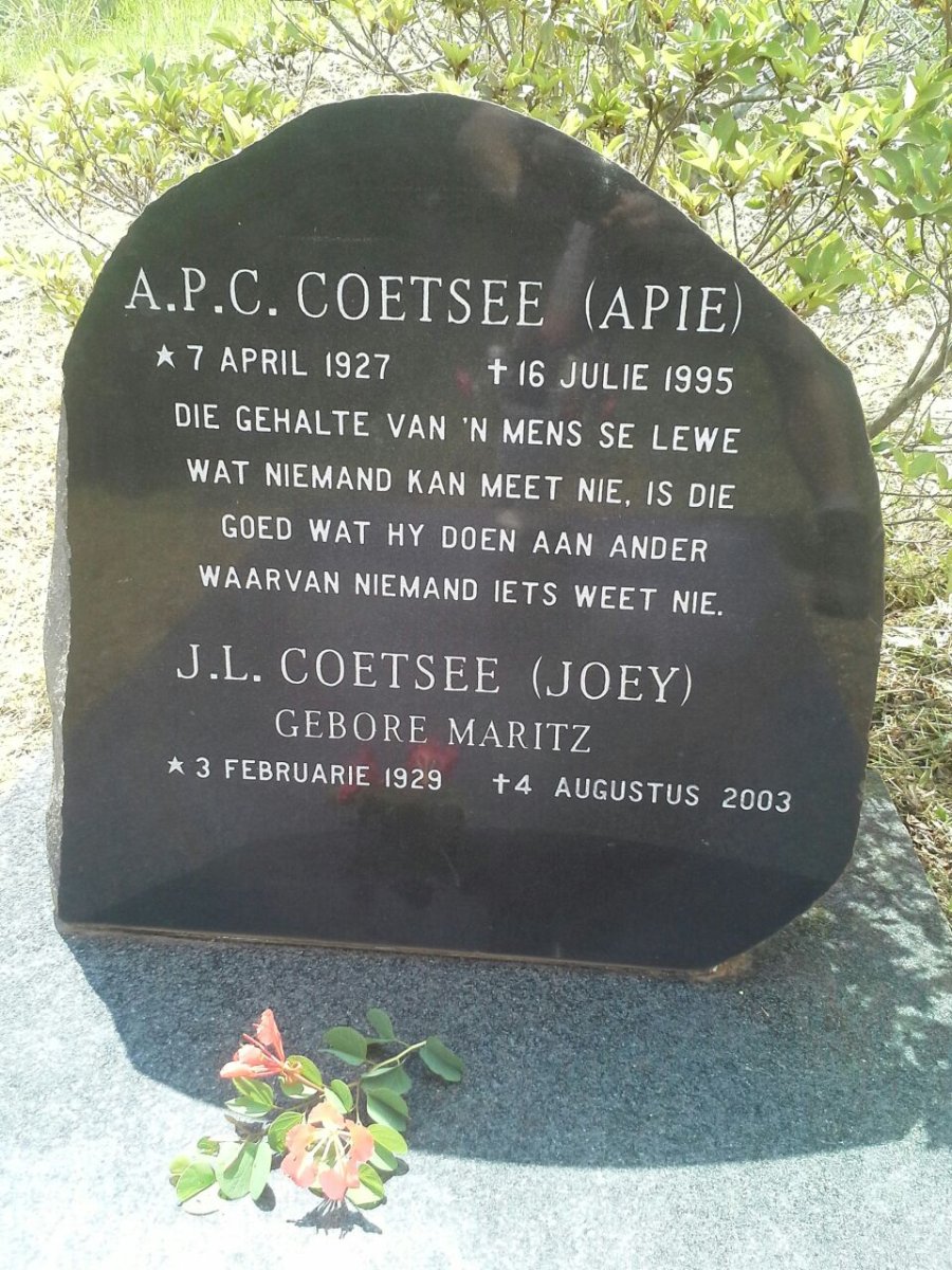 COETSEE A.P.C. 1927-1995 &amp; J.L. MARITZ 1929-2003