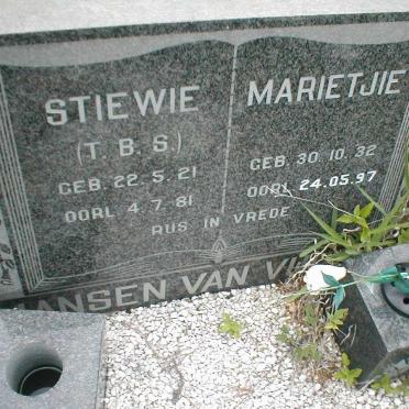 VUUREN T.B.S., Jansen van 1921-1981 &amp; Marietjie 1932-1997
