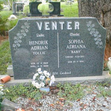 VENTER Hendrik Adrian 1920-1990 &amp; Sophia Adriana ALBASINI 1931-