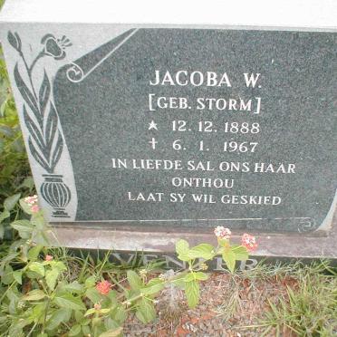 VENTER Jacoba W. nee STORM 1888-1967