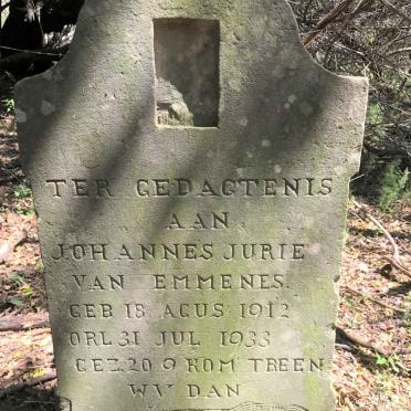 EMMENES Johannes Jurie, van 1912-1933