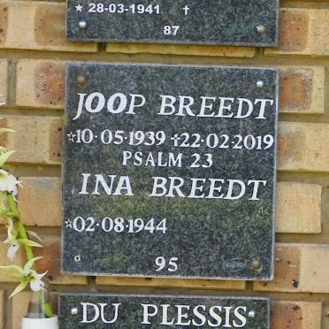 BREEDT Joop 1939-2019 &amp; Ina 1944-