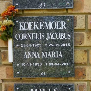 KOEKEMOER Cornelis Jacobus 1923-2015 &amp; Anna Maria 1930-2018