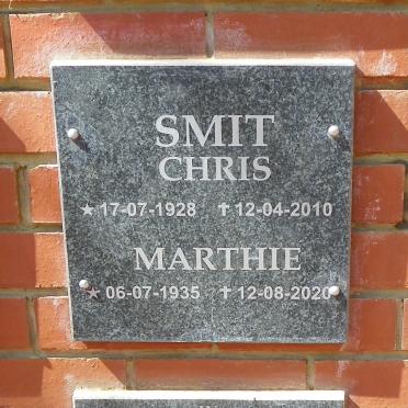 SMIT Chris 1928-2010 &amp; Marthie 1935-2020