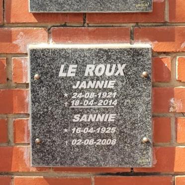 ROUX Jannie, le 1921-2014 &amp; Sannie 1925-2008