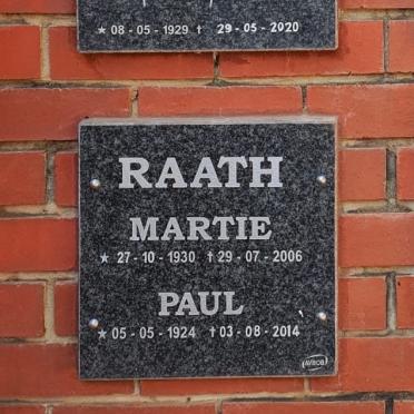 RAATH Paul 1924-2014 &amp; Martie 1930-2006