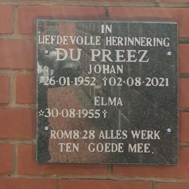 PREEZ Johan, du 1952-2021 &amp; Elma 1955-