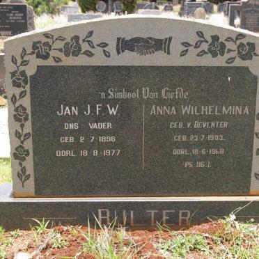 BULTER Jan J.F.W. 1896-1977 &amp; Anna Wilhelmina V. DEVENTER 1903-1968