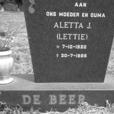 BEER Aletta J., de 1920-1996