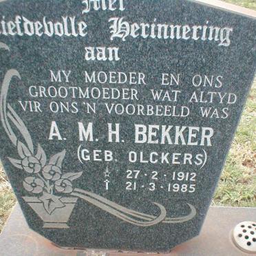 BEKKER A.M.H. geb. OLCKERS 1912-1985