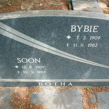 BOTHA Soon 1909-1989 &amp; Bybie 1909-1982