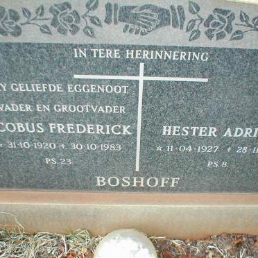 BOSHOFF Jacobus Frederick 1920-1983 &amp; Hester Adriana 1927-1999