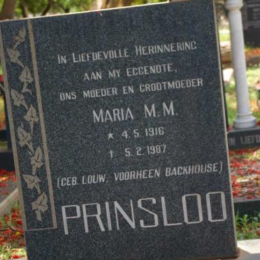 BACKHOUSE Zacharias A.S. 1907-1972 &amp; PRINSLOO Maria M.M. voorheen BACKHOUSE nee LOUW 1916-1987