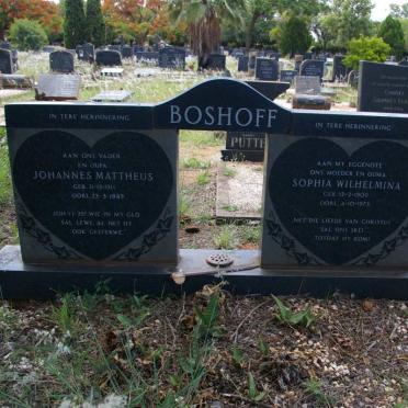 BOSHOFF Johannes Mattheus 1911-1989 &amp; Sophia Wilhelmina 1909-1973