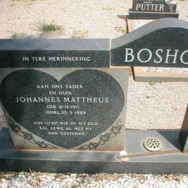 BOSHOFF Johannes Mattheus 1911-1989