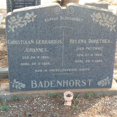 BADENHORST Christiaan Gerhardus Johannes 1885-1966 &amp; Helena Dorethea PIETERSE 1892-1960